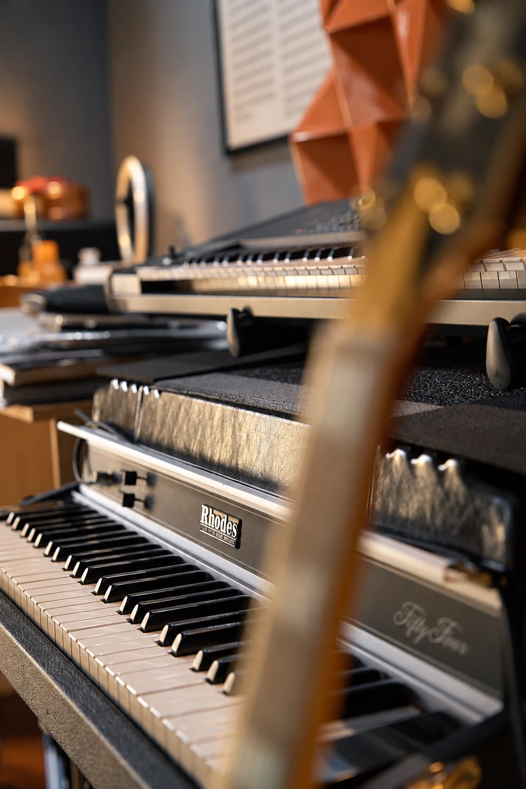 Piano elétrico Rhodes nos Estúdios Produsom